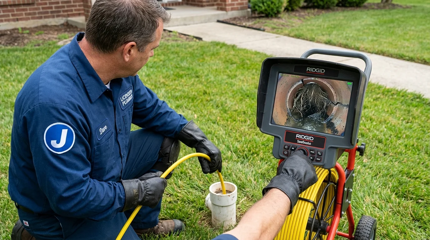 Sewer camera inspection being performed by Johns Plumbing LLC in Morganfield